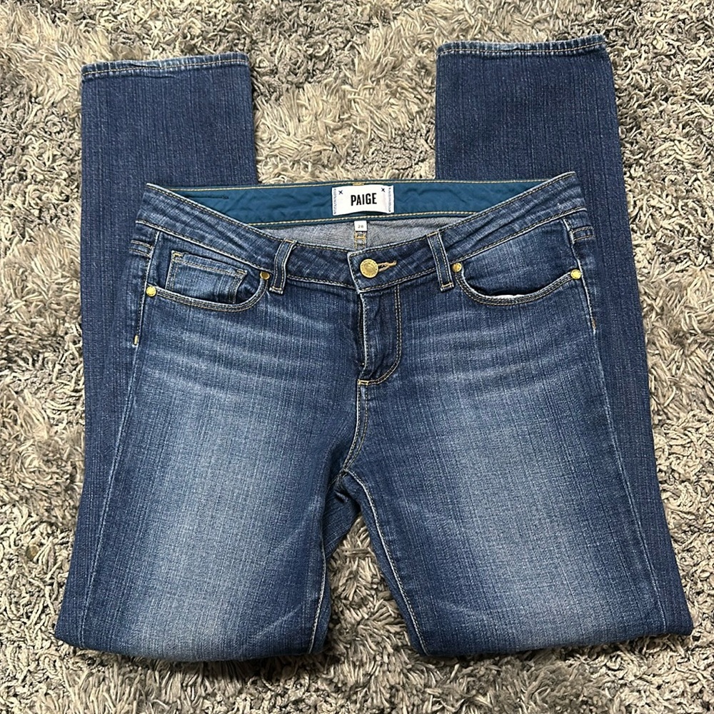 PAIGE Women’s Blue Mid-Rise Slim Jeans